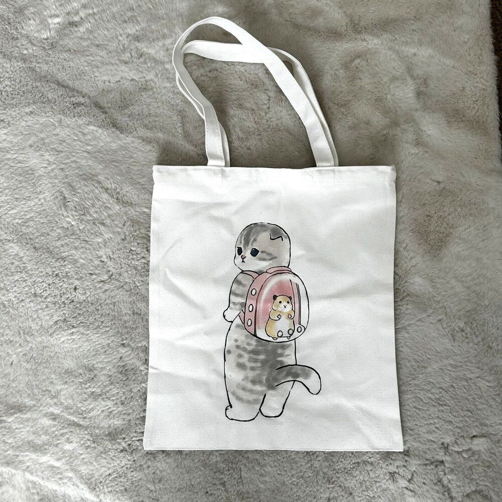 Mofusand Tote Bag Canvas Cat Kawaii Backpack Shopping Bag